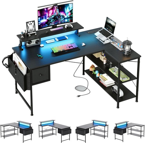 Shaped gaming desk - gaming, led