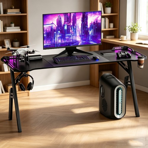 Gaming desk with led - led, lights