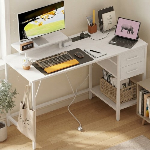 White modern computer desk - white,