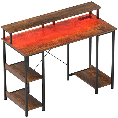 Led computer desk rustic brown - computer,