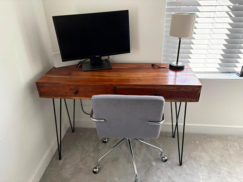 Wood computer desk - wood, drawers