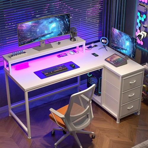 Shaped computer desk - computer,