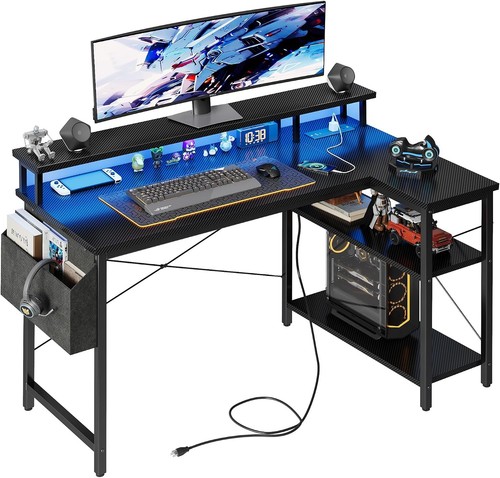 Shaped gaming desk with led - shaped,