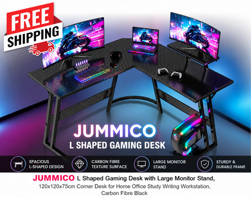 Shaped gaming desk with - desk,